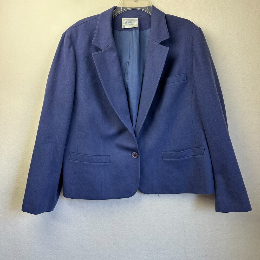 Pendleton‎ Blue 100% Virgin Wool Blazer Jacket Made in USA Womens 40 sz XL